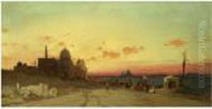 A View Of The Tomb Of The Caliphs With The Pyramids Of Gizabeyond, Cairo by Hermann David Solomon Corrodi
