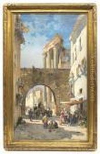 Italy Street Scene/marketplace by Hermann David Solomon Corrodi