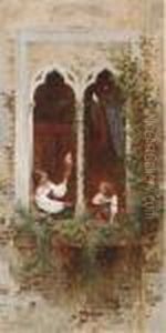 On A Venetian Balcony by Hermann David Solomon Corrodi