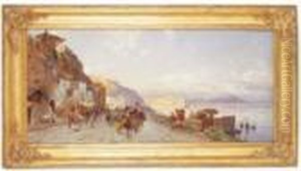 Veduta Di Napoli Da Posillipo Con Palazzo Donnanna, Contadini E Sfondo Del Vesuvio - view 1