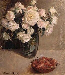 Still Life of Roses and Cherries by A. van der Kelen