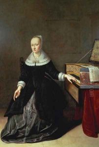 Woman by a Virginal by Godaert Kamper