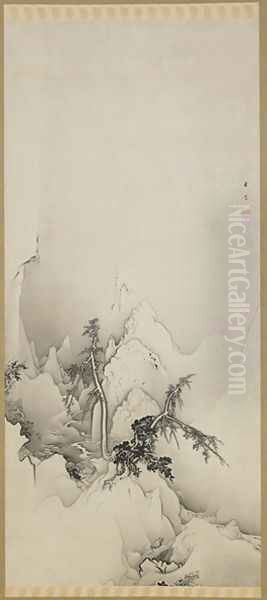 Winter landscape a ravine Edo period - view 1
