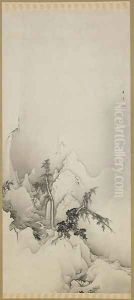 Winter landscape a ravine Edo period by Hogai Kano