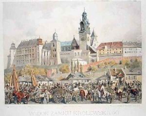 View of Castle of Krolewskiego Krakow by Juliusza & Tondosa, Stanislawa Kossaka