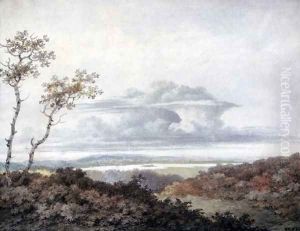 Rural landscape with later cloud studies by Luke Howard 1772-1864 by Edward Kennion