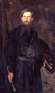 Portrait of Victor Mikhailovich Vasnetsov 1848-1926 by Nikolai Dmitrievich Kuznetsov