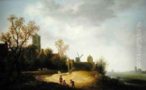 Landscape with Church and Windmill by Wouter Knyff