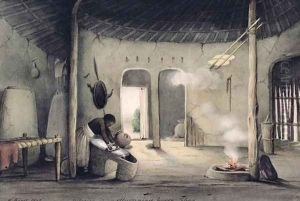 Interior of an Abyssinian house Shoa