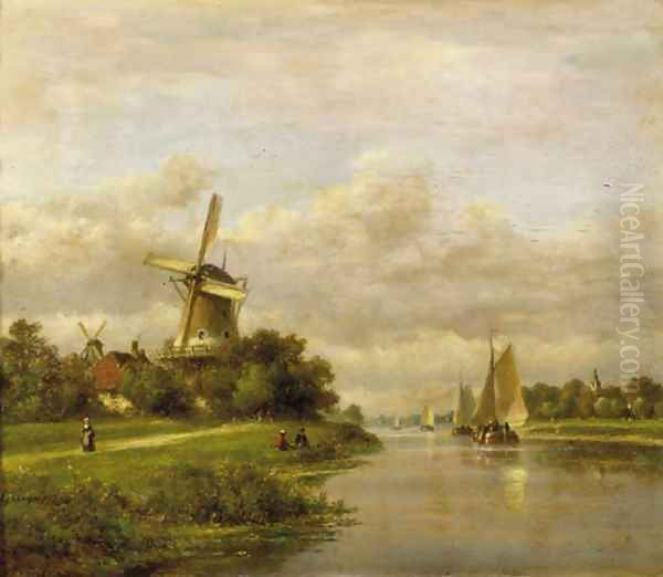 A summer landscape with vessels on a river - view 1