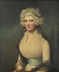 Portrait Of A Lady Traditionally
 Identified As Mrs Mary Gee, Half-length, In A White Dress And Black 
Lace Shawl