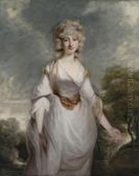 Portrait Of Lady Almeria
Carpenter (1752-1809),three-quarter-length, In A White Dress With A
Chiffon Shawl, In Alandscape - view 1