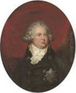 Portrait Of King George Iv When
Prince Of Wales, Bust-length, In A Green Coat And Star Of The Garter, A
Red Curtain Beyond by Richard Cosway