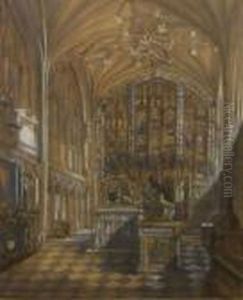 A Crypt Interior (possibly Westminster Abbey) by John Sell Cotman