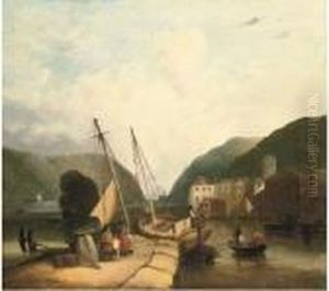 Figures In A Harbour, Loading Supplies by John Sell Cotman