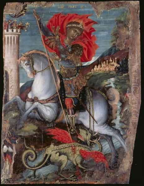 Icon of St George on Horseback Slaying the Dragon - view 1