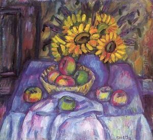 Still life with Apples and Sunflowers