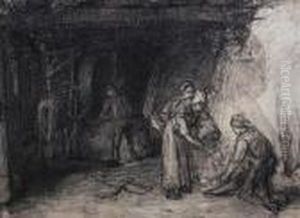Interior De Moulin Et Personnages by Gustave Courbet