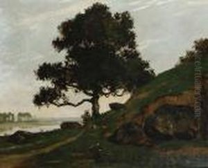 River Scene With Trees And Boulders by Gustave Courbet