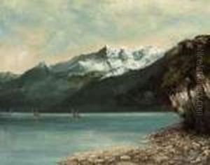Le Lac Leman Et Les Dents Du Midi by Gustave Courbet