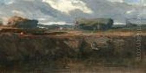Landschap Met Dorp Aan De Horizon Landschap Met Dorp Aan De Horizon