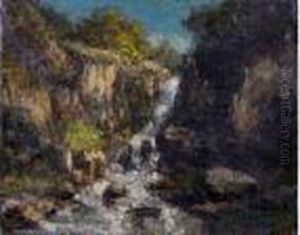 Cascade De Montagne Aux Environs De Fleurier by Gustave Courbet