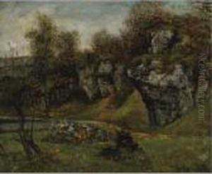 Cliffs Of Gruyere, Switzerland by Gustave Courbet