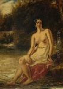 A Female Half Nude In A Landscape by Gustave Courbet