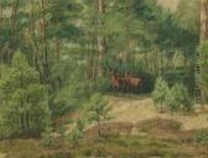 Waldlichtung Mit Hirsch Und Reh by Gustave Courbet