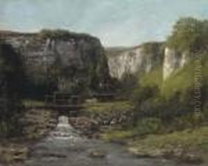 Jura Landscape With A Watermill by Gustave Courbet