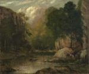 Waldbach Im Jura. by Gustave Courbet