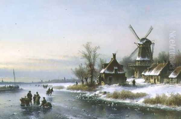 Windmill by a Frozen River - view 1