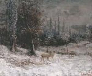 Chevreuils Dans La Neige by Gustave Courbet