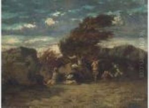 A Skirmish by Gustave Courbet