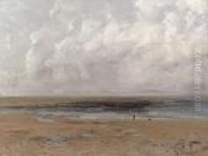 La Plage De Trouville Mare Basse by Gustave Courbet