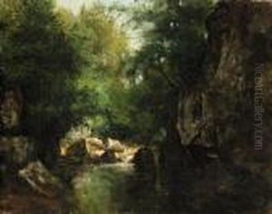 Le Ruisseau De Plaisir-fontaine by Gustave Courbet