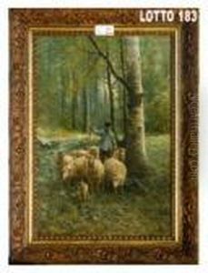 Pastore Con Greggeal Pascolo by Frans Courtens