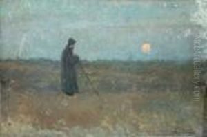 Personage In Landschap by Frans Courtens
