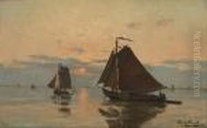Coucher De Soleil Sur L'escaut by Frans Courtens