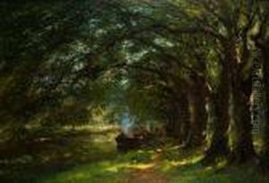 Boot Op De Rivier In Het Bos by Frans Courtens