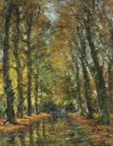 Vue Sur Un Parc Ensoleille by Frans Courtens
