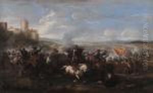 Scontro Di Cavalleriapresso Un Borgo Turrito by Jacques Courtois