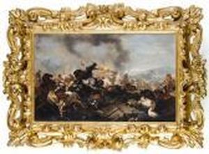 A Cavalry Battle Before An Open Landscape