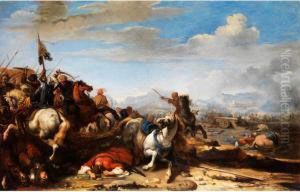 Schlachtenszene Zwischen Demchristlichen Und Dem Turkischen Reiterheer by Jacques Courtois