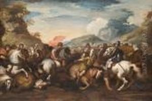 Scontro Di Cavallerie Cristiana E Turca by Jacques Courtois