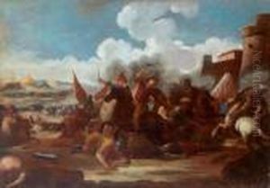 Reitergefecht Zwischen Christen Und Turken Vor Den Mauern Einerstadt by Jacques Courtois