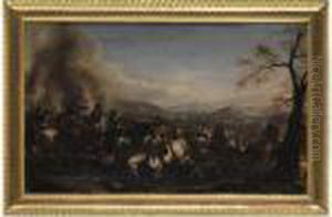 Scene Di Battaglia In Un Paesaggio Montuoso by Jacques Courtois
