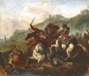 Cavalry Battle In The Mountains by Jacques Courtois