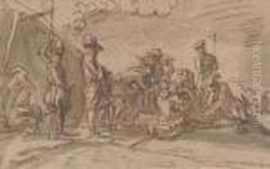 Des Soldats Pres D'une Tente by Jacques Courtois