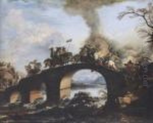 Cavalry Skirmish On A Bridge - view 1